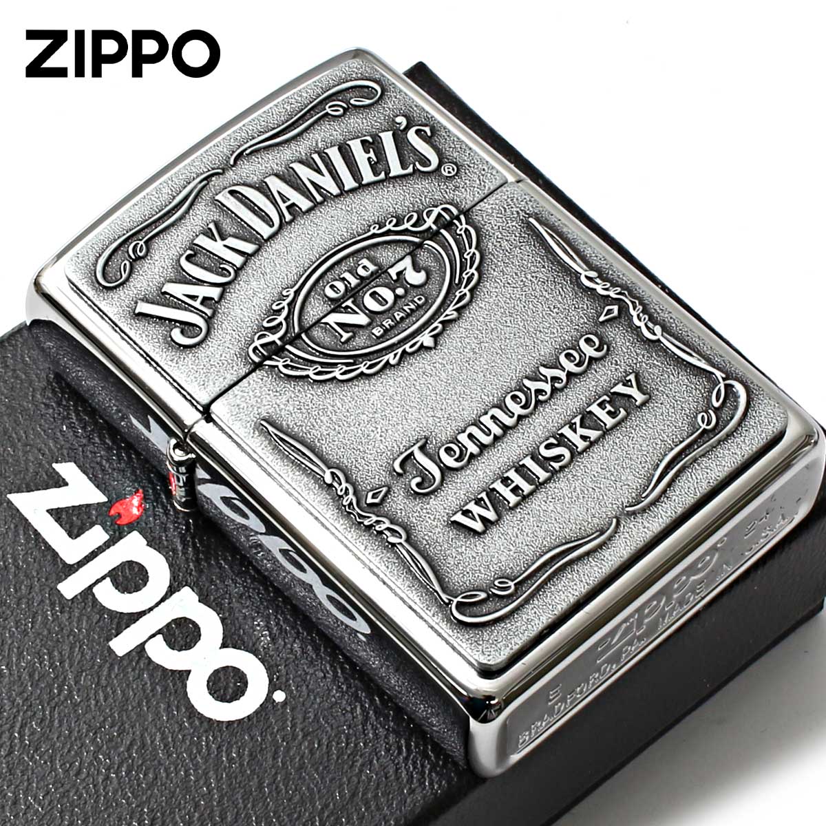 Zippo ジッポー ジャックダニエル 酒 ロゴ Jack Daniel's Label Pewter 鏡面 ポリッシュ 250JD.427