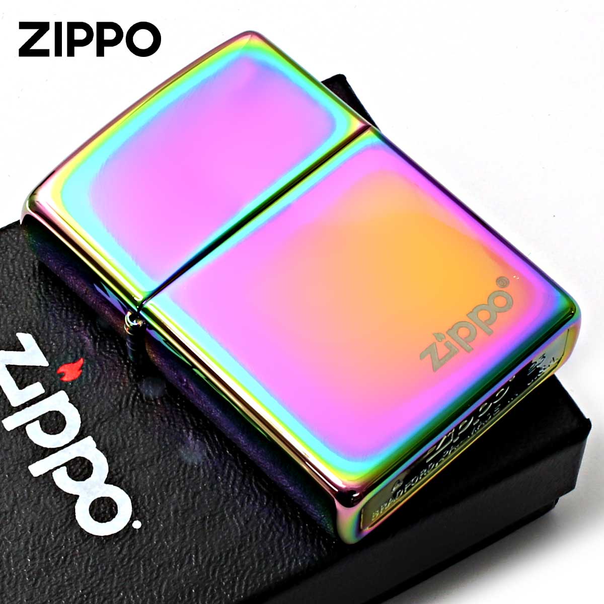 Zippo ジッポー 虹 スペクトラム ジッポ ロゴ SPECTRUM 鏡面 ポリッシュ 151ZL メール便可