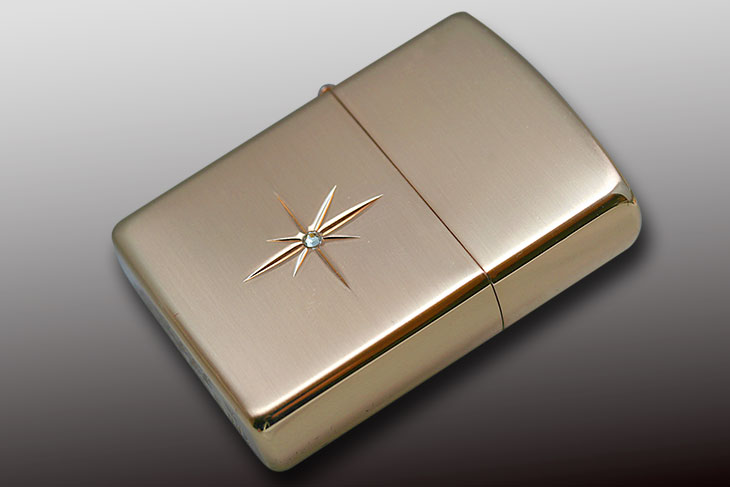 Zippo ジッポー Shiny Cross Cut L  ピンクゴールドヘアライン