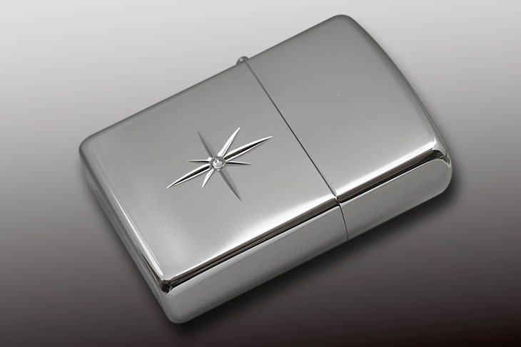 Zippo ジッポー Shiny Cross Cut L  プラチナミラー