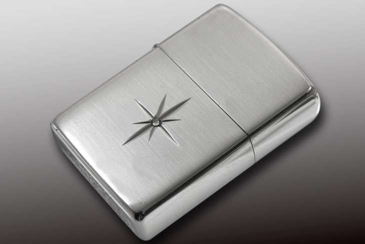 Zippo ジッポー Shiny Cross Cut L  銀ヘアライン