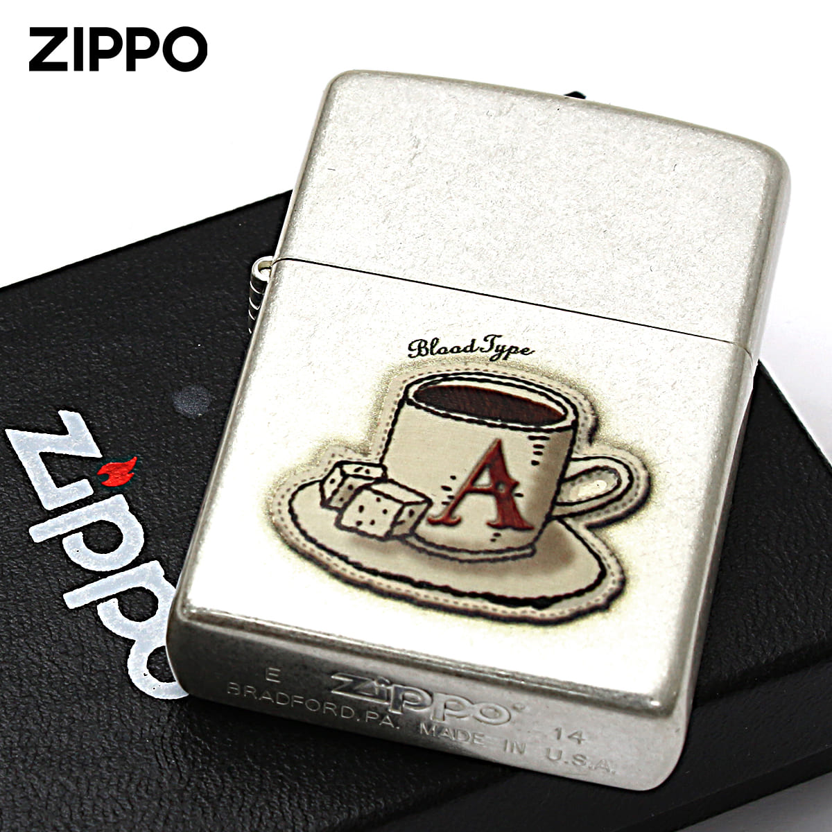 Zippo ジッポー 血液型 コーヒーカップ 銀メッキ バレル加工 A型 メール便可