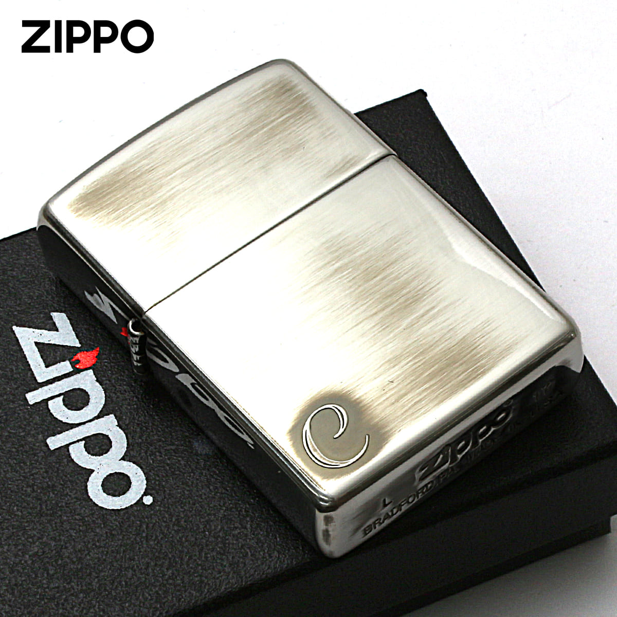Zippo ジッポー アルファベット イニシャル The alphabet C シルバーいぶし 80011 メール便可