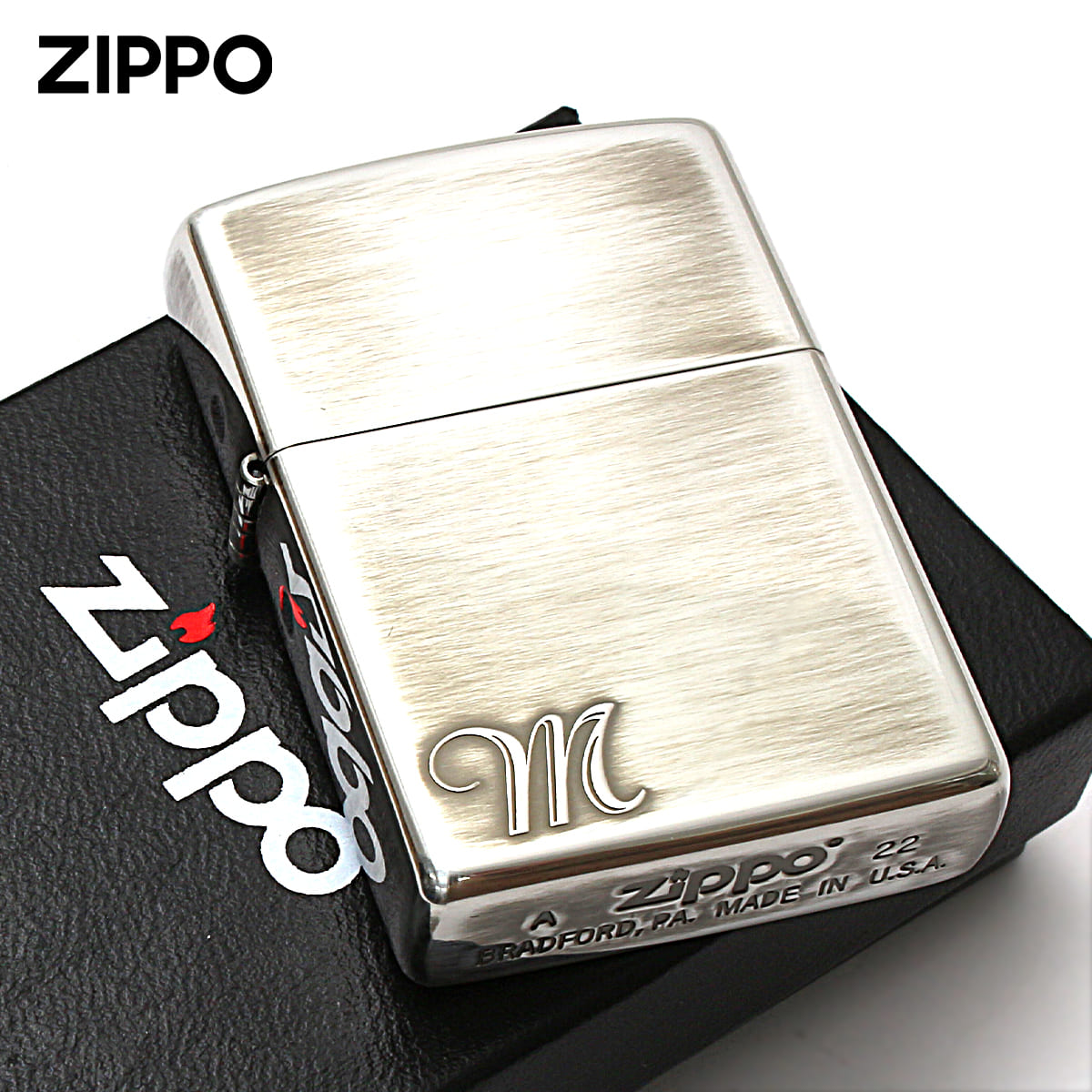 Zippo ジッポー アルファベット イニシャル The alphabet M シルバーいぶし 80021 メール便可
