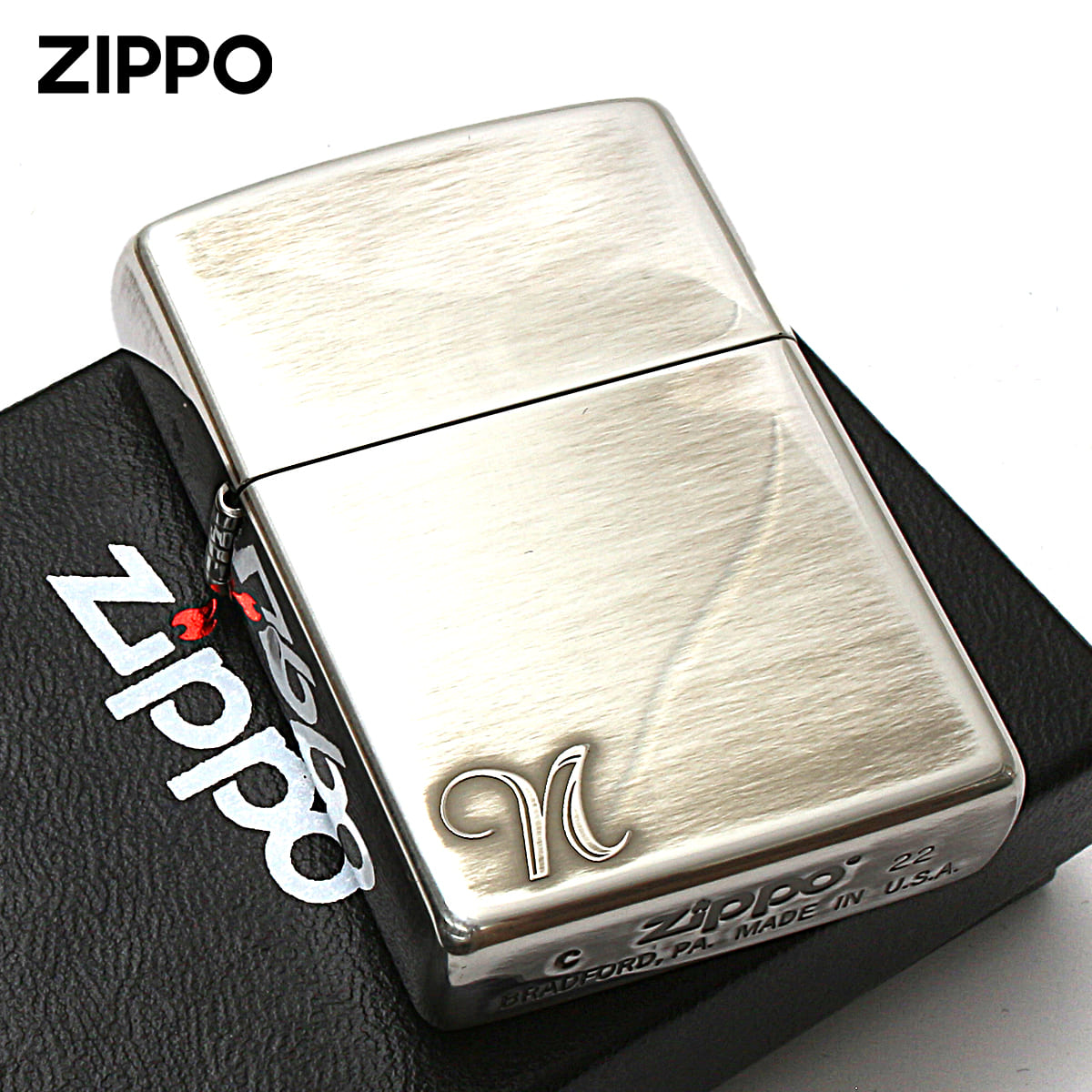 Zippo ジッポー アルファベット イニシャル The alphabet N シルバーいぶし 80022 メール便可
