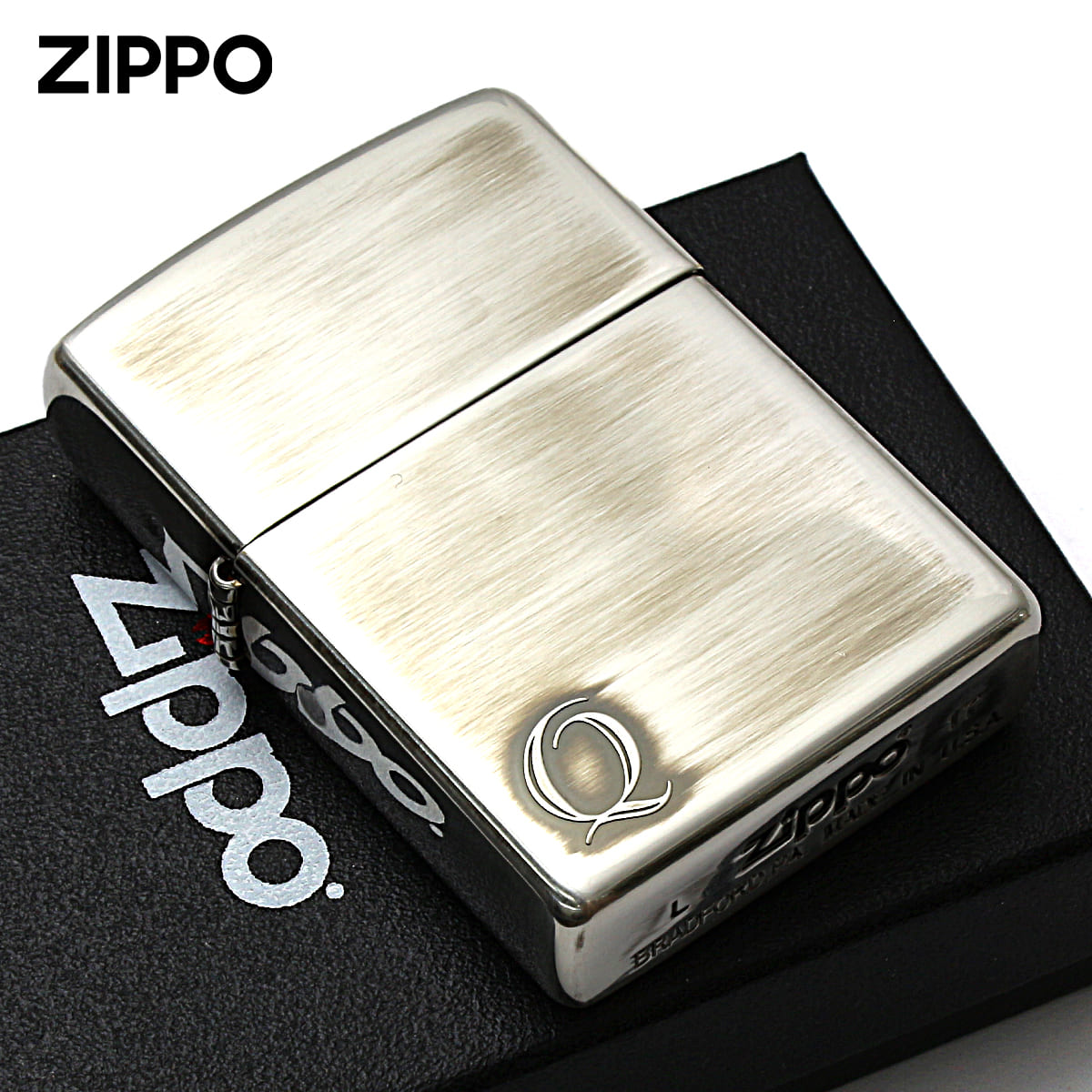 Zippo ジッポー アルファベット イニシャル The alphabet Q シルバーいぶし 80025 メール便可