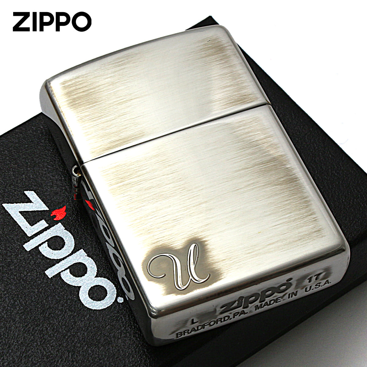 Zippo ジッポー アルファベット イニシャル The alphabet U シルバーいぶし 80029 メール便可
