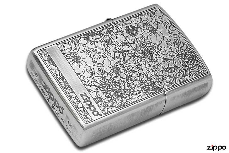 Zippo ジッポー Peony ピオニー SV メール便可｜Zippo専門店