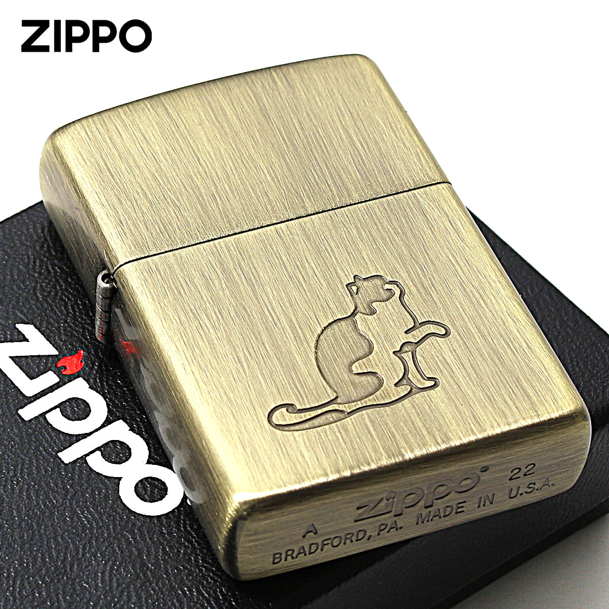 Zippo ジッポー ネコ 猫 Cat Pau キャットポー BS ブラスいぶし 80043 メール便可