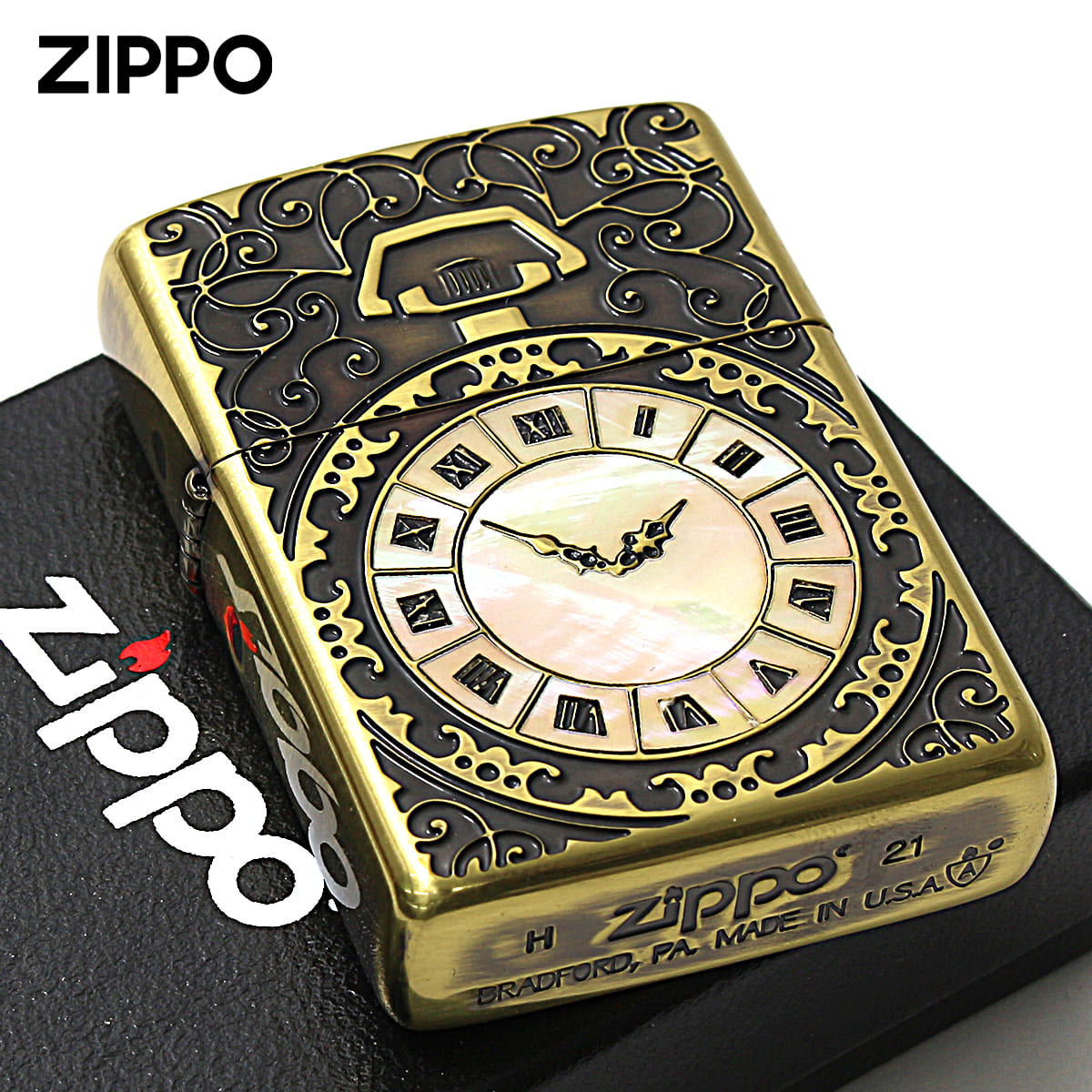 Zippo ジッポー アーマー シェルウォッチ 貝 インレイ 象嵌 ARMOR SHELL WATCH BS 2-81b ブラスいぶし 80065