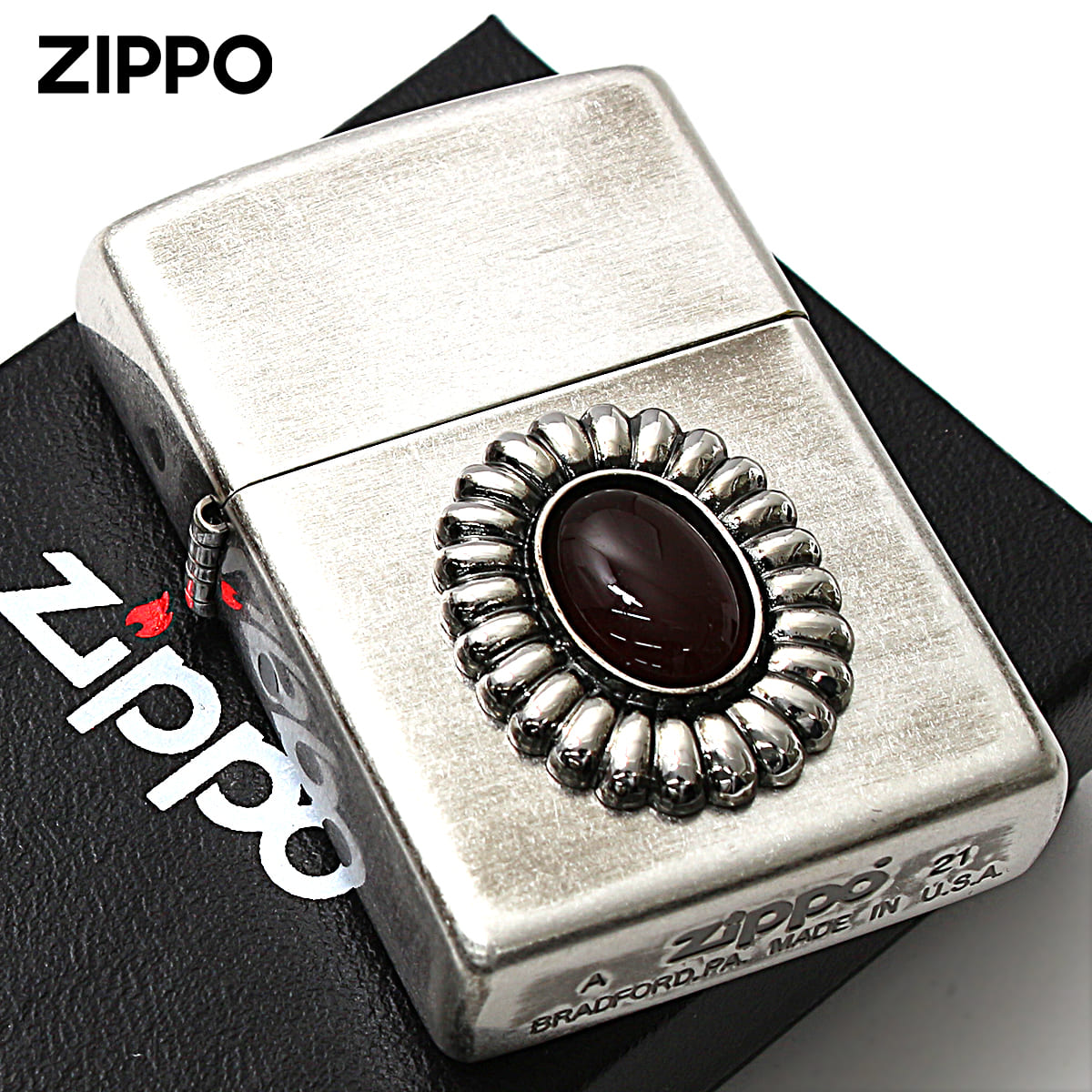 Zippo ジッポー 天然石 パワーストーン レッドアゲード 銀メッキバレル 70640 メール便可