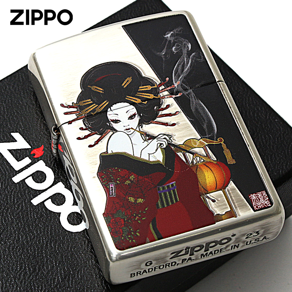 Zippo ジッポー 和柄 煙管と女 JAPANESE STYLE 2020 銀メッキ 80059 メール便可