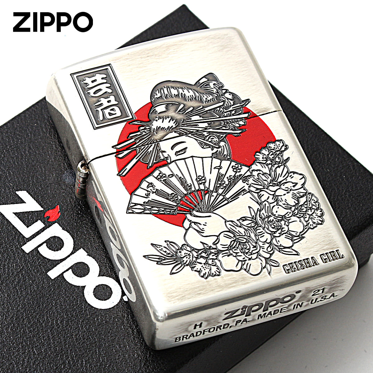 Zippo ジッポー 和柄 芸者 JAPANESE STYLE 2020 銀メッキ 80058