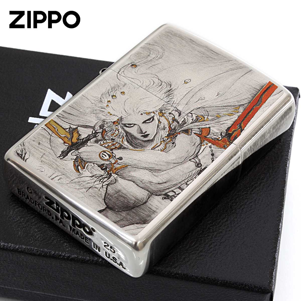 Zippo ジッポー 天野喜孝 Amano Yoshitaka F-3-Twin Sword 銀メッキ