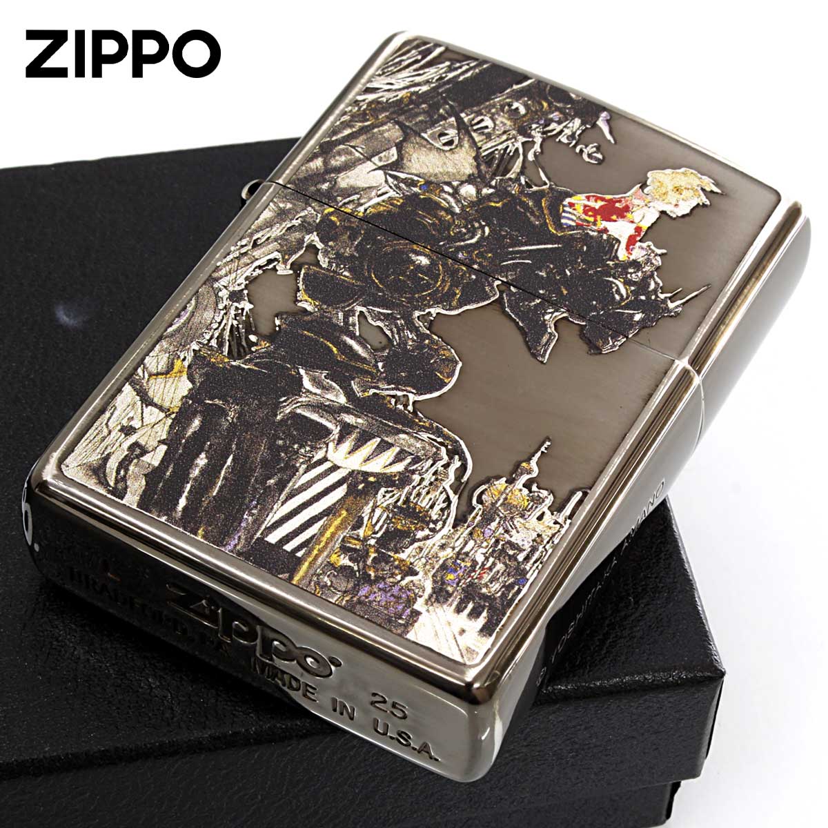 Zippo ジッポー 天野喜孝 Amano Yoshitaka F-6-街 銀メッキいぶし 80221