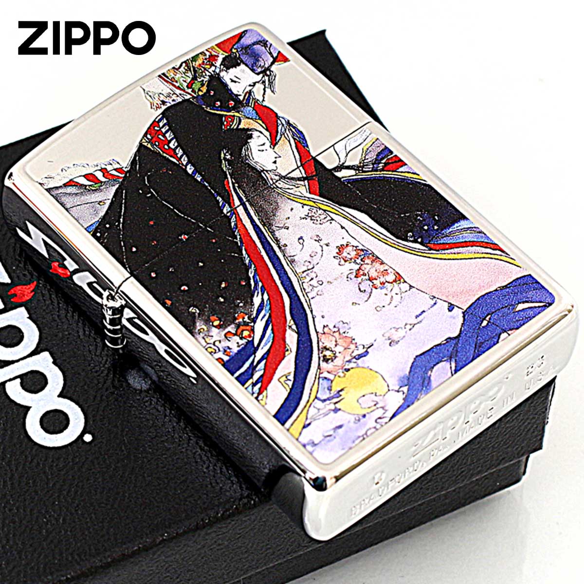 Zippo ジッポー 天野喜孝 Amano Yoshitaka 葵の上 源氏物語 銀メッキサテーナ仕上げ 80224
